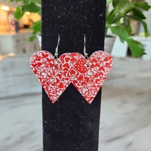 Heart-Shaped Red faux leather Earrings